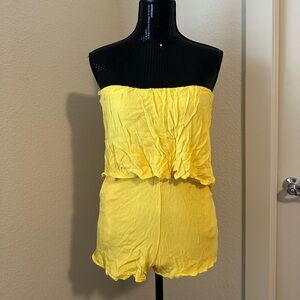 Yellow Strapless Romper